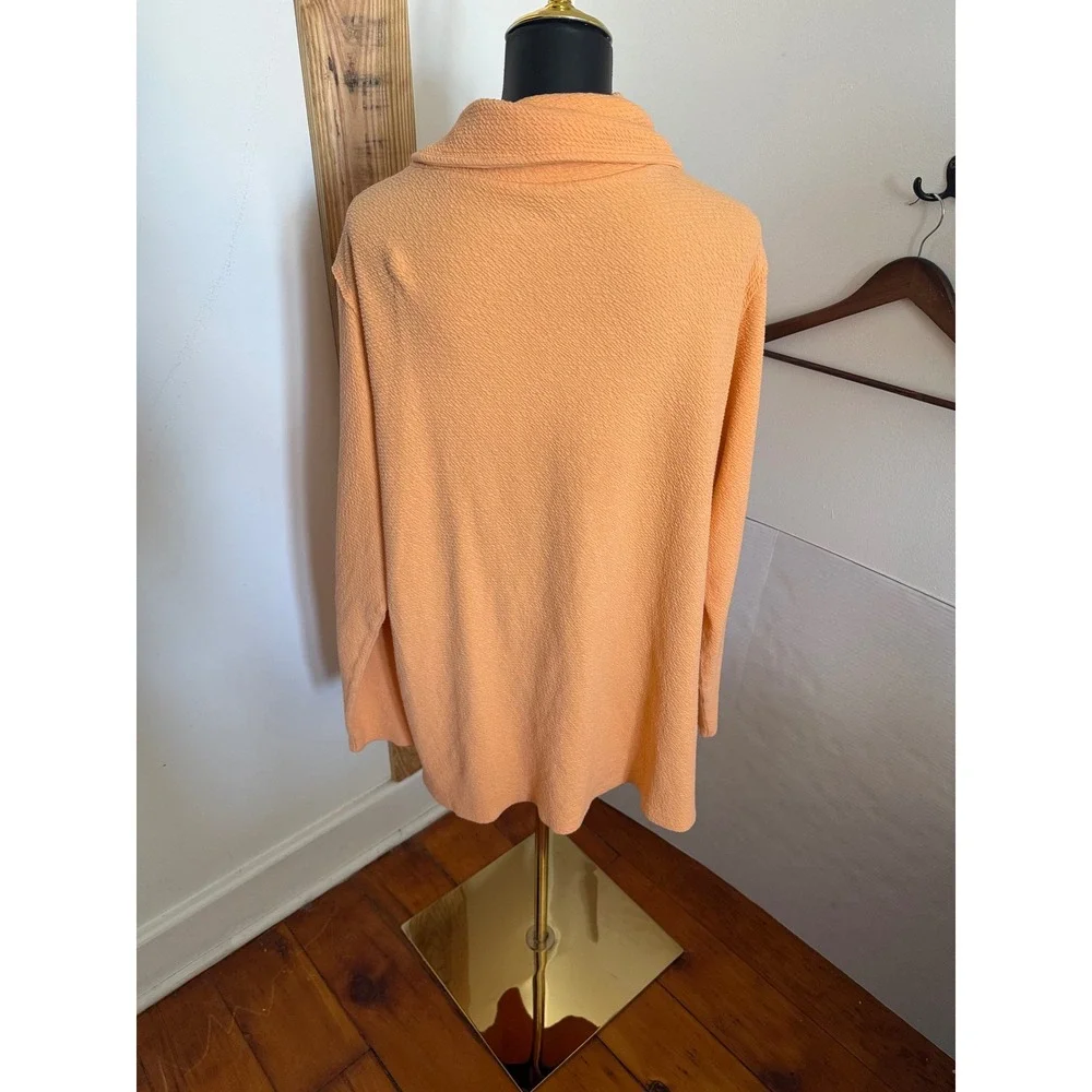 Soft‎ Surroundings 1X Peach Textured Cowl Neck Tunic Sweater Top Cozy